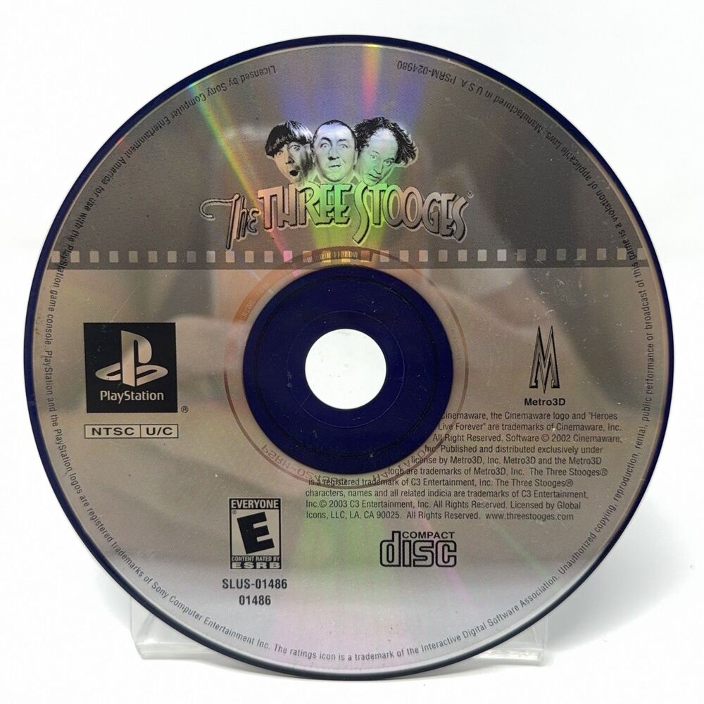 The Three Stooges Sony PlayStation 1 PS1 Disc Only Refurbished Tested